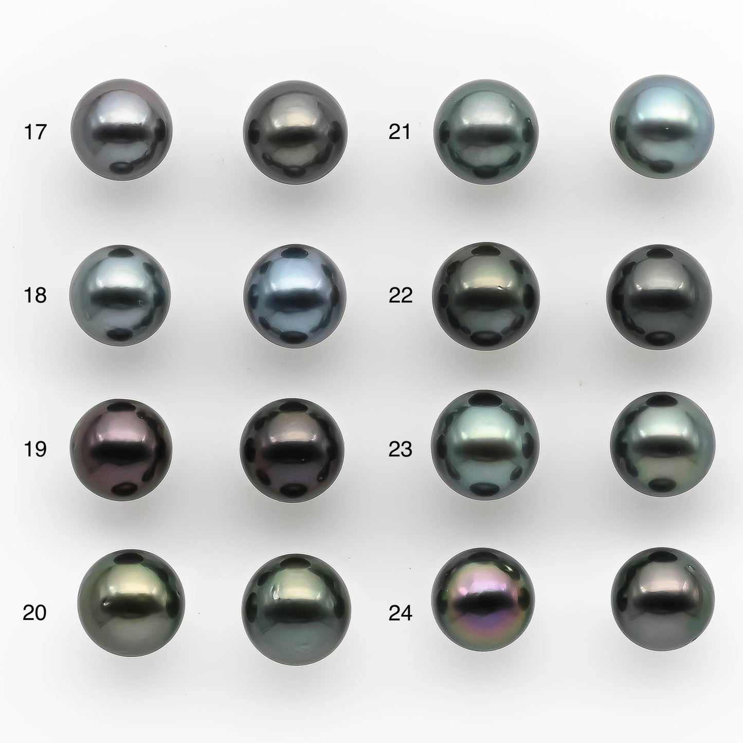 9-10mm Matching Pair Near Round Tahitian Pearl in Amazing Luster with Minor Blemish, Undrilled for Making Earring or Pendant, SKU # 2212TH