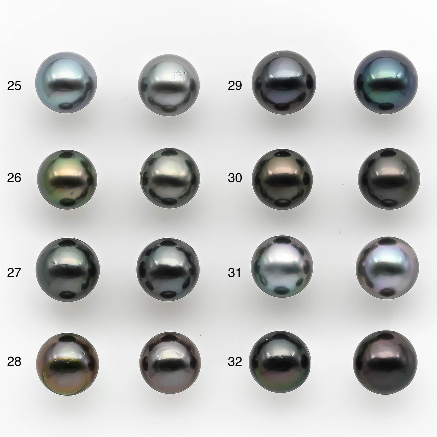 9-10mm Matching Pair Near Round Tahitian Pearl in Amazing Luster with Minor Blemish, Undrilled for Making Earring or Pendant, SKU # 2212TH