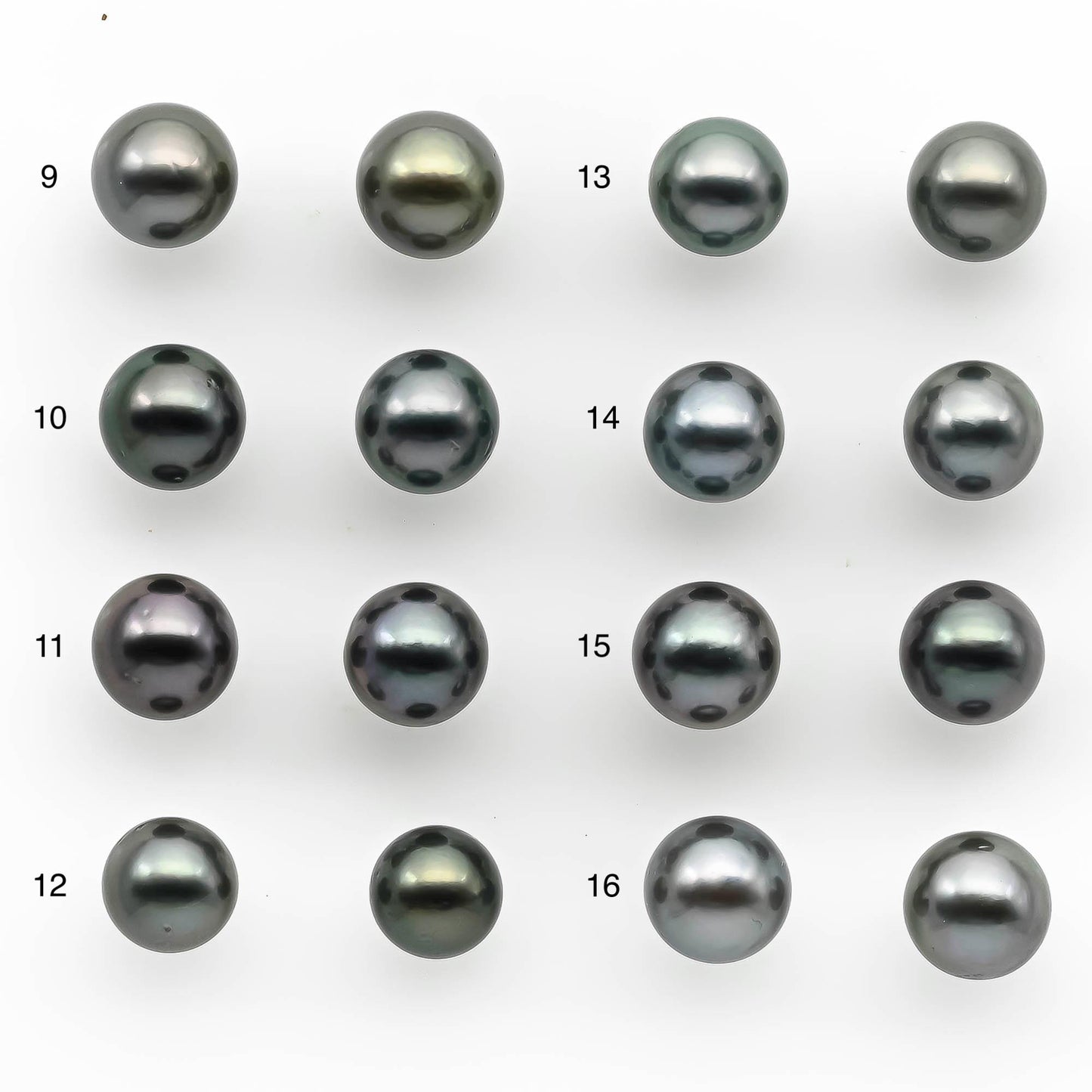 8-9mm Matching Pair Round Tahitian Pearl Loose Undrilled with Minor Blemish and High Luster, For Making Earring, SKU # 2214TH