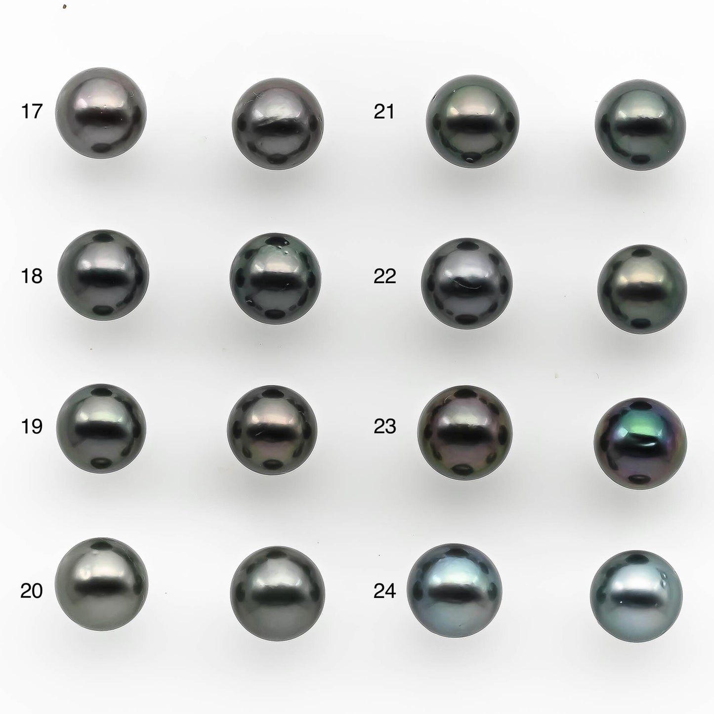 8-9mm Matching Pair Round Tahitian Pearl Loose Undrilled with Minor Blemish and High Luster, For Making Earring, SKU # 2214TH