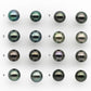 8-9mm Matching Pair Round Tahitian Pearl Loose Undrilled with Minor Blemish and High Luster, For Making Earring, SKU # 2214TH