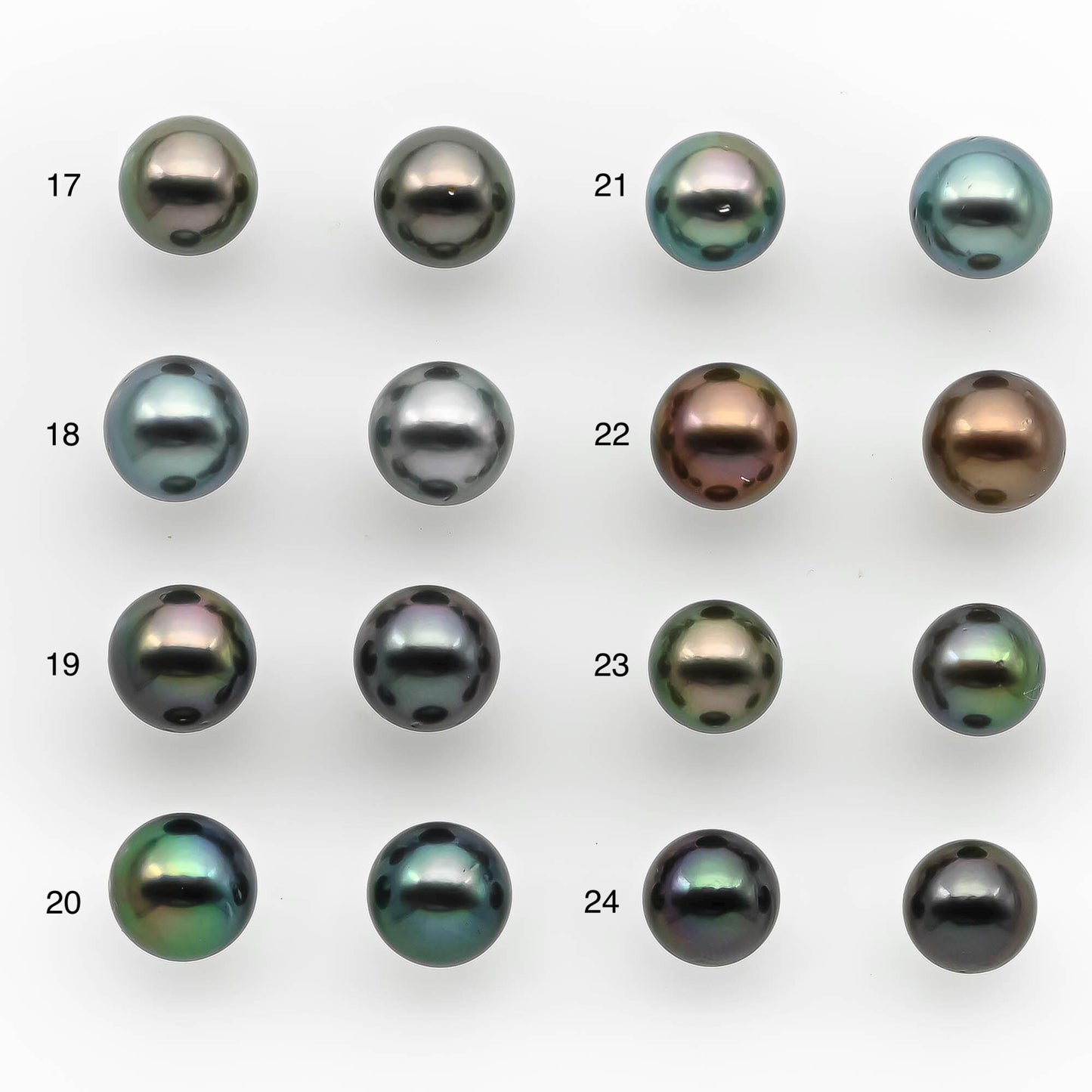 8-9mm Matching Pair Round Tahitian Pearl in Amazing Luster with Minor Blemish, Undrilled for Making Earring or Pendant, SKU # 2215TH