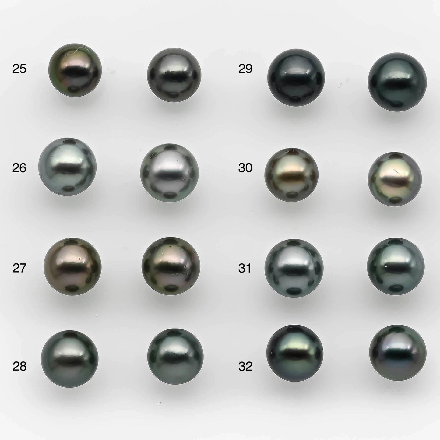 9-10mm Matching Pair Round Tahitian Pearl in Amazing Luster with Minor Blemish, Undrilled for Making Earring or Pendant, SKU # 2219TH