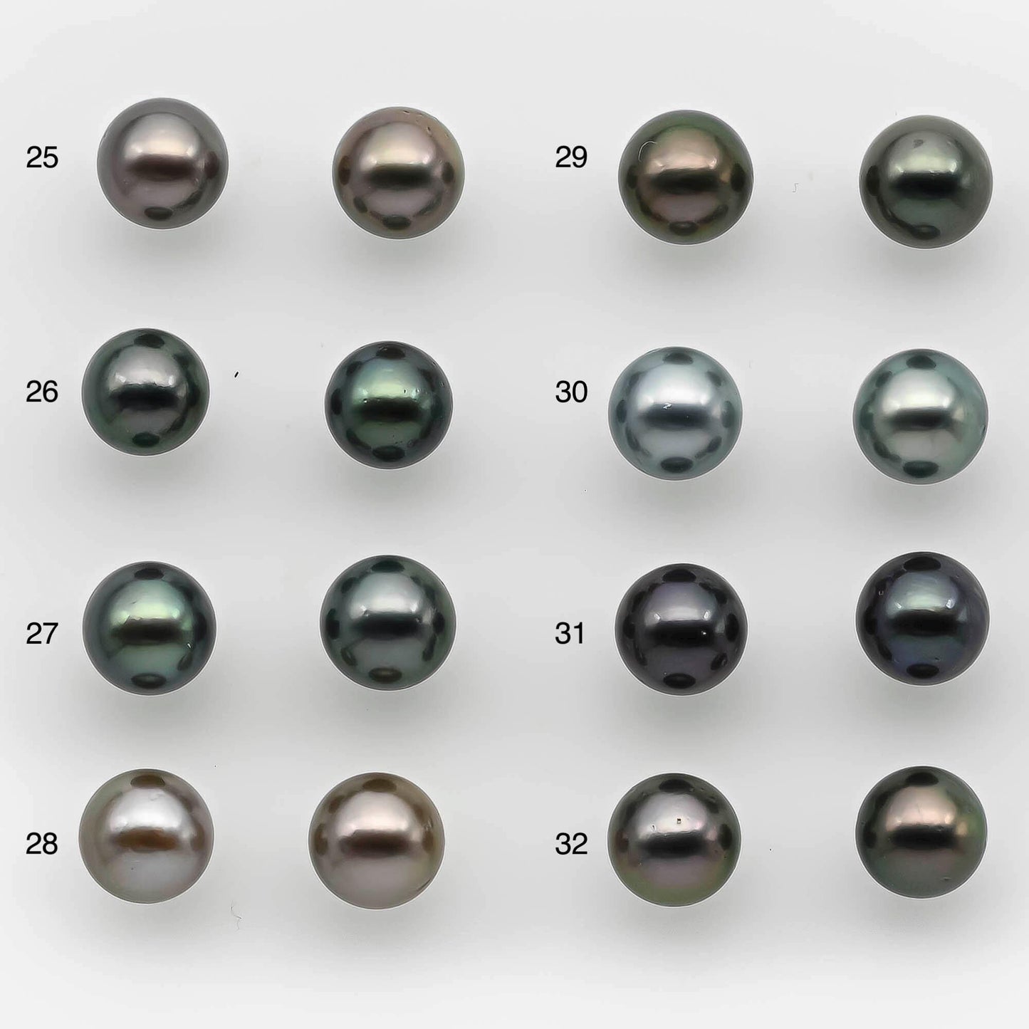 9-10mm Matching Pair Round Tahitian Pearl in Amazing Luster with Minor Blemish, Undrilled for Making Earring or Pendant, SKU # 2220TH