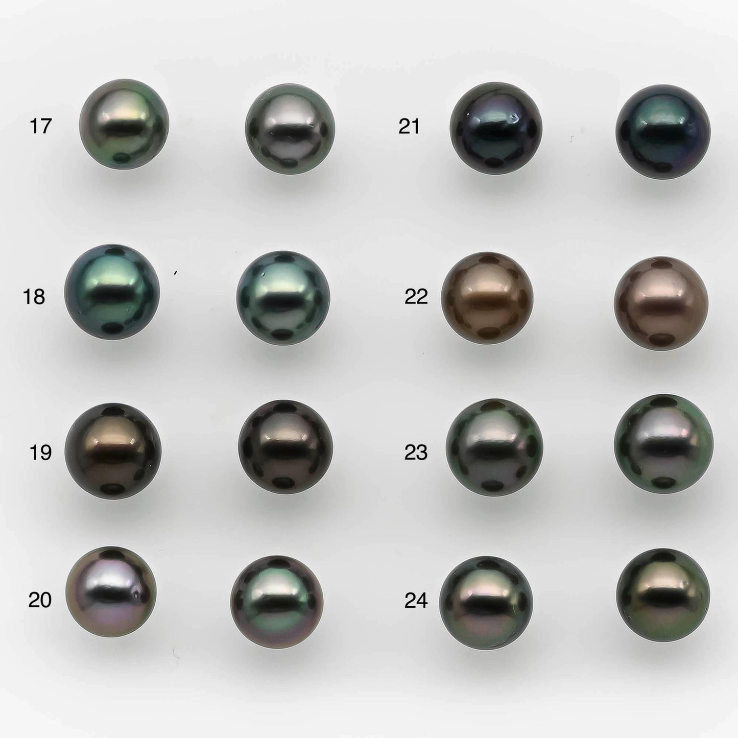 9-10mm Matching Pair Round Tahitian Pearl in Amazing Luster with Minor Blemish, Undrilled for Making Earring or Pendant, SKU # 2220TH