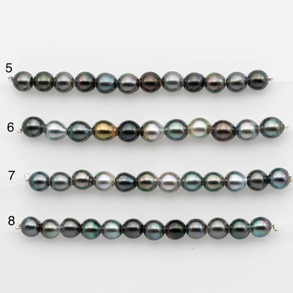 2mm Hole 8-9mm Tahitian Pearls  in Short Strand with All Natural Color with High Luster for Jewelry Making, SKU# 2221TH