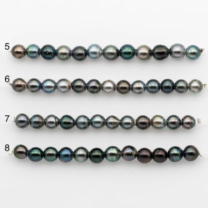 2mm Hole 8-9mm Tahitian Pearls  in Short Strand with All Natural Color with High Luster for Jewelry Making, SKU# 2222TH