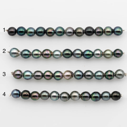 2mm Hole 8-9mm Tahitian Pearls  in Short Strand with All Natural Color with High Luster for Jewelry Making, SKU# 2222TH