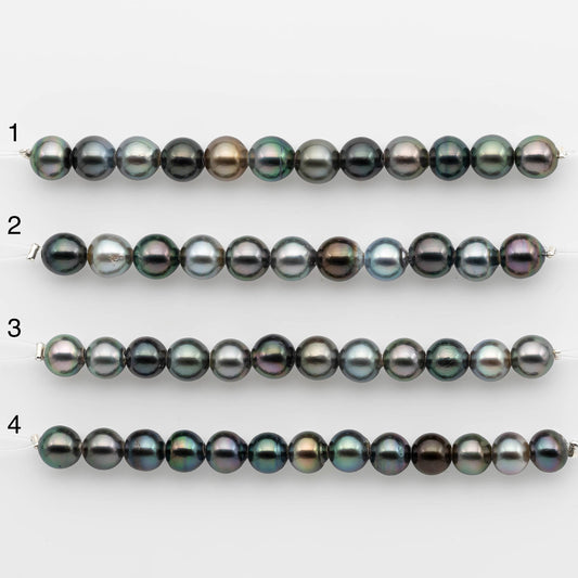 2mm Hole 8-9mm Tahitian Pearls  in Short Strand with All Natural Color with High Luster for Jewelry Making, SKU# 2221TH