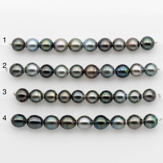 2mm Hole 10-11mm Tahitian Pearls  in Short Strand with All Natural Color with High Luster for Jewelry Making, SKU# 2223TH