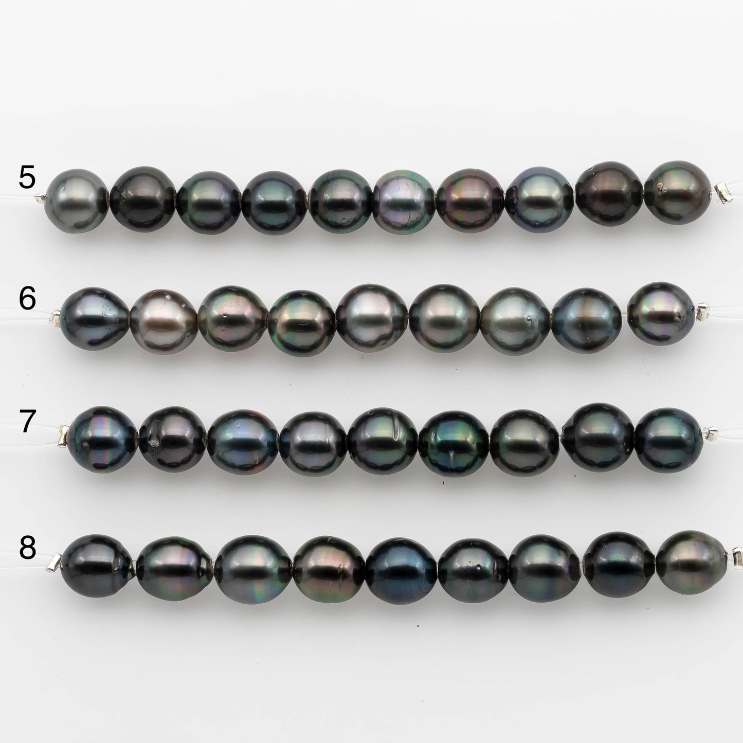 2mm Hole 10-11mm Tahitian Pearls  in Short Strand with All Natural Color with High Luster for Jewelry Making, SKU# 2224TH