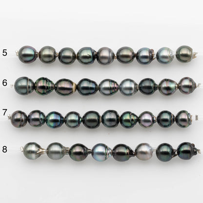 2mm Hole 10-11mm Tahitian Pearls  in Short Strand with All Natural Color with High Luster for Jewelry Making, SKU# 2225TH