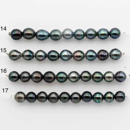 2mm Hole 10-11mm Tahitian Pearls  in Short Strand with All Natural Color with High Luster for Jewelry Making, SKU# 2225TH