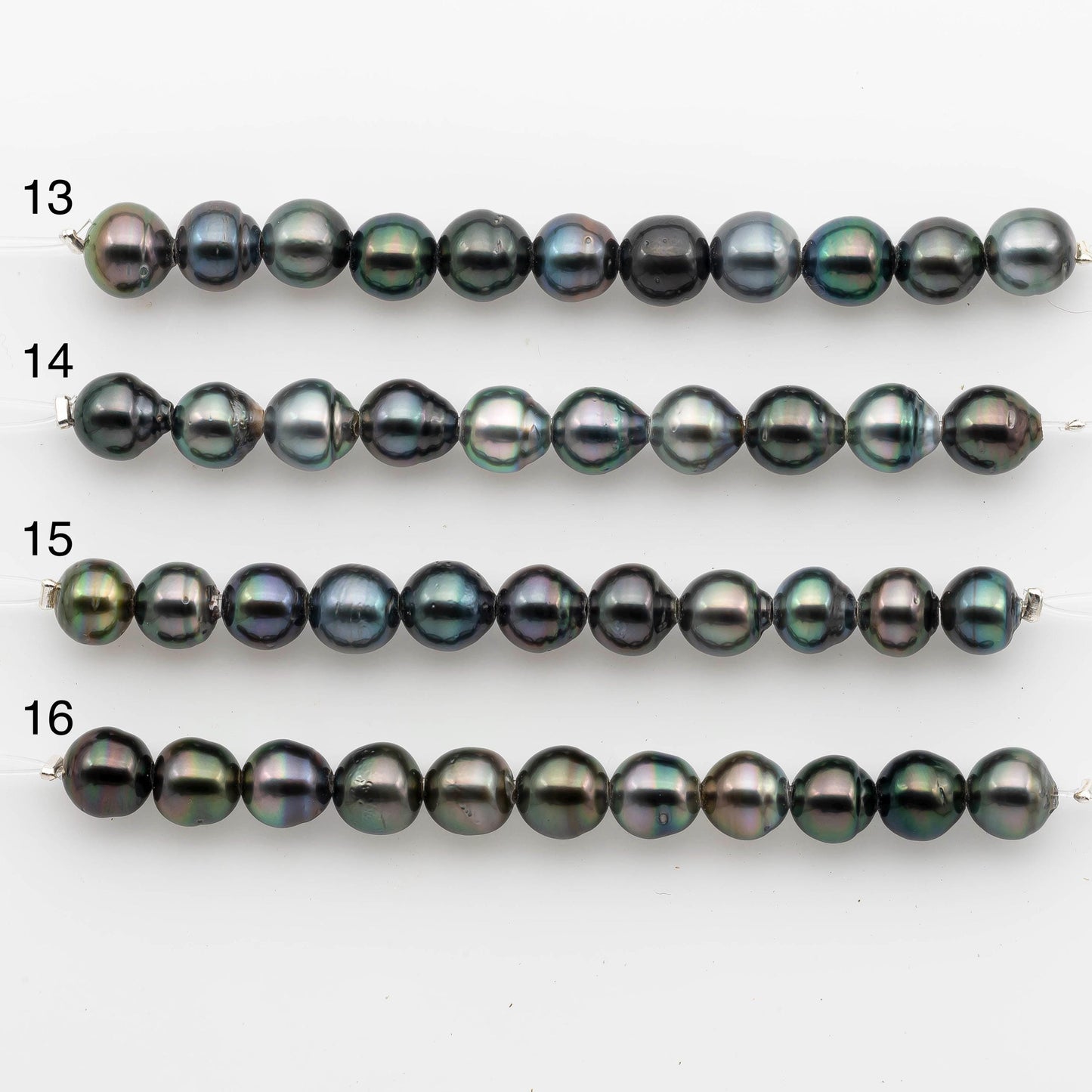 2mm Hole 9-10mm Tahitian Pearls  in Short Strand with All Natural Color with High Luster for Jewelry Making, SKU# 2228TH