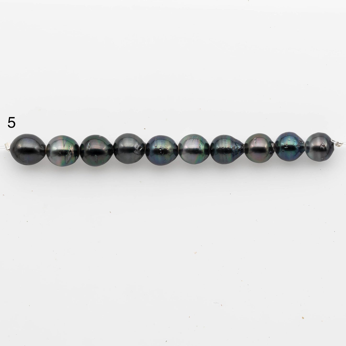 2mm Hole 9-10mm Tahitian Pearls  in Short Strand with All Natural Color with High Luster for Jewelry Making, SKU# 2229TH