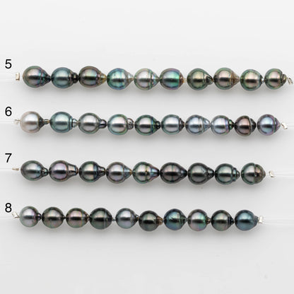 8-9mm Tahitian Pearl in Short Strand with All Natural Color with High Luster for Jewelry Making, SKU# 2235TH