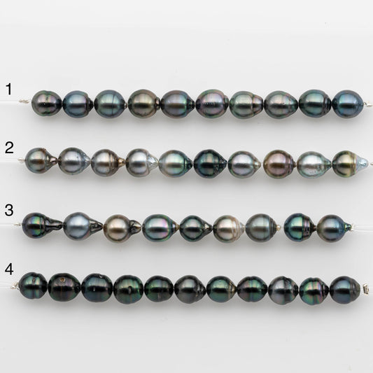 8-9mm Tahitian Pearl in Short Strand with All Natural Color with High Luster for Jewelry Making, SKU# 2235TH