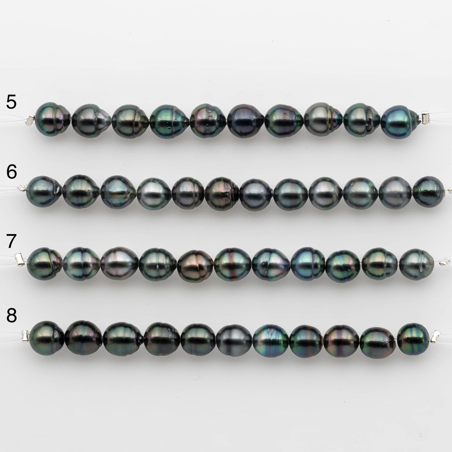 8-9mm Tahitian Pearl in Short Strand with All Natural Color with High Luster for Jewelry Making, SKU# 2236TH