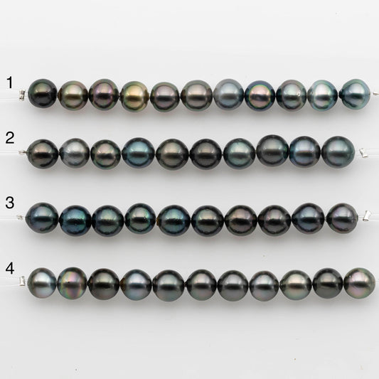 9-10mm Tahitian Pearl in Short Strand with All Natural Color with High Luster for Jewelry Making, SKU# 2237TH