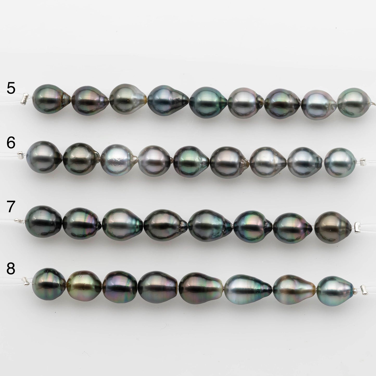 9-10mm Tahitian Pearl in Short Strand with All Natural Color with High Luster for Jewelry Making, SKU# 2238TH