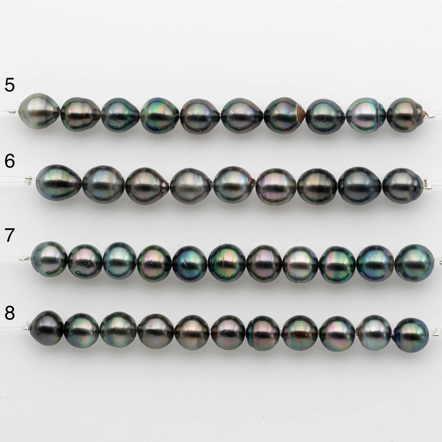 9-10mm Tahitian Pearl in Short Strand with All Natural Color with High Luster for Jewelry Making, SKU# 2240TH