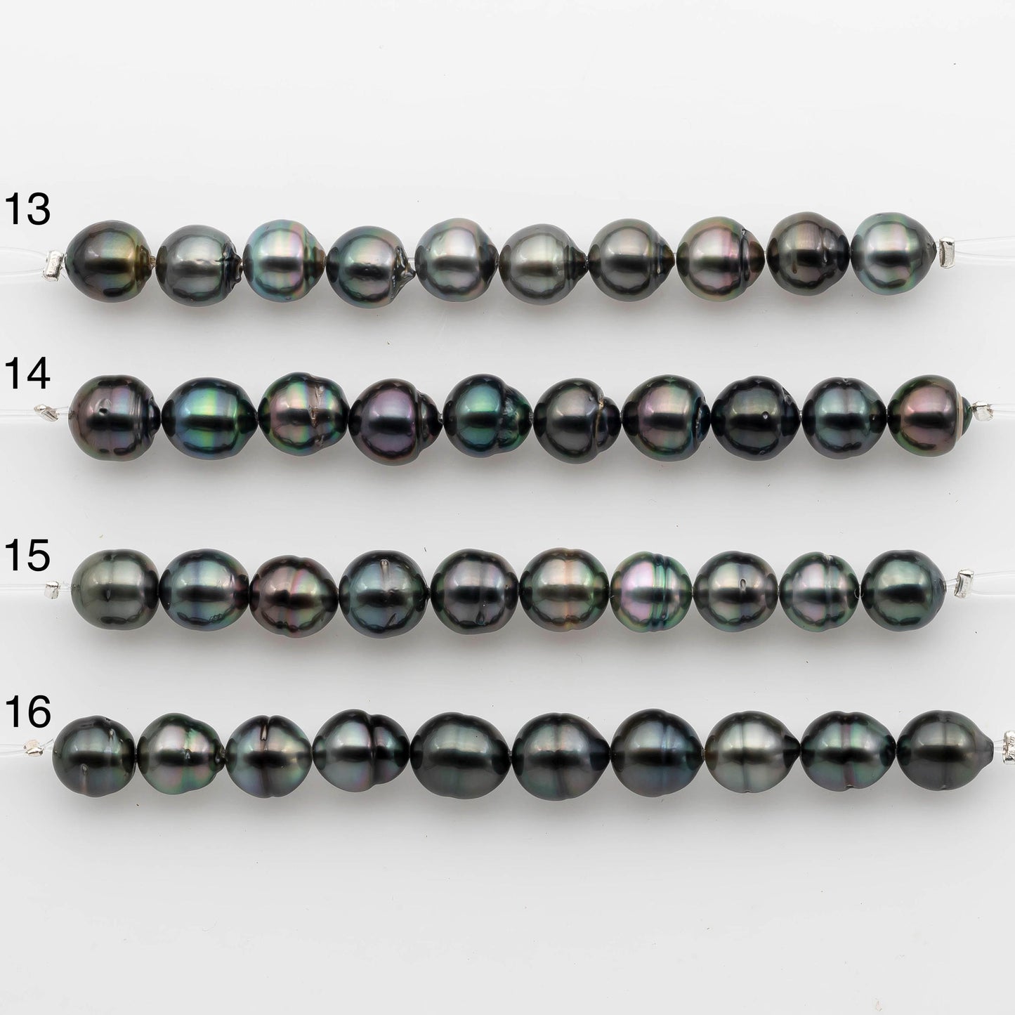 9-10mm Tahitian Pearl in Short Strand with All Natural Color with High Luster for Jewelry Making, SKU# 2242TH