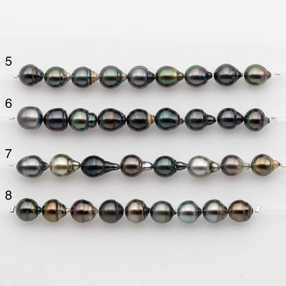 9-10mm Tahitian Pearl in Short Strand with All Natural Color with High Luster for Jewelry Making, SKU# 2243TH