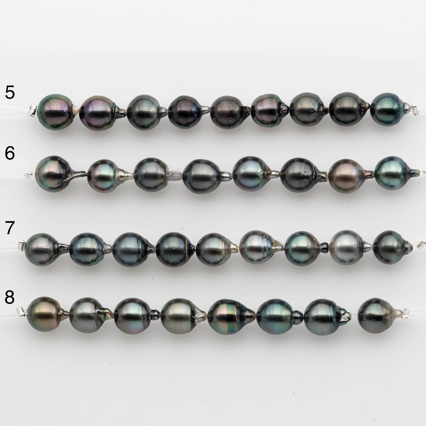 9-10mm Tahitian Pearl in Short Strand with All Natural Color with High Luster for Jewelry Making, SKU# 2244TH