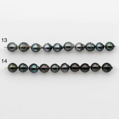9-10mm Tahitian Pearl in Short Strand with All Natural Color with High Luster for Jewelry Making, SKU# 2244TH