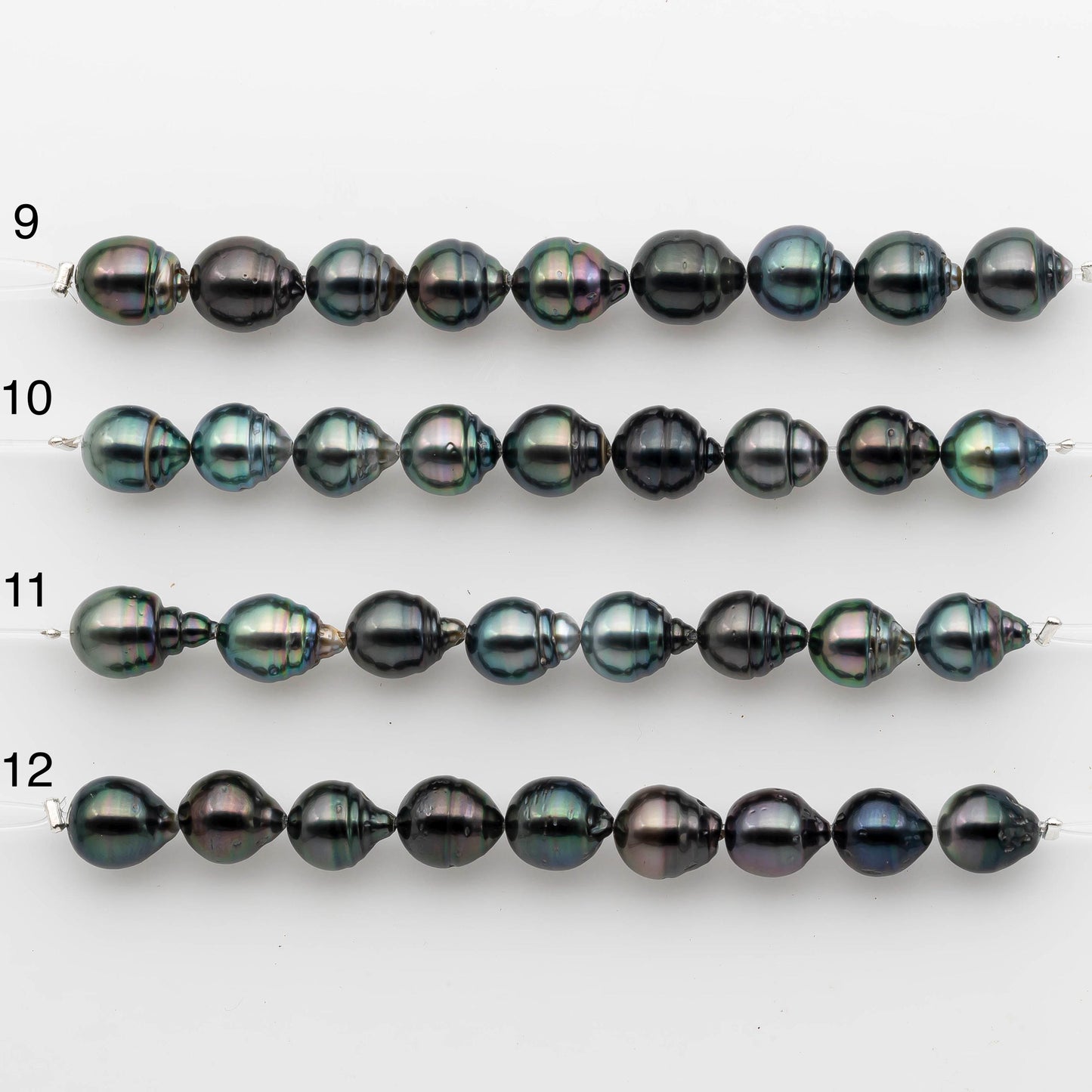 9-10mm Tahitian Pearl in Short Strand with All Natural Color with High Luster for Jewelry Making, SKU# 2244TH