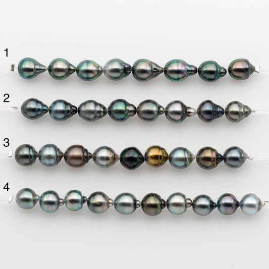 9-10mm Tahitian Pearl in Short Strand with All Natural Color with High Luster for Jewelry Making, SKU# 2243TH