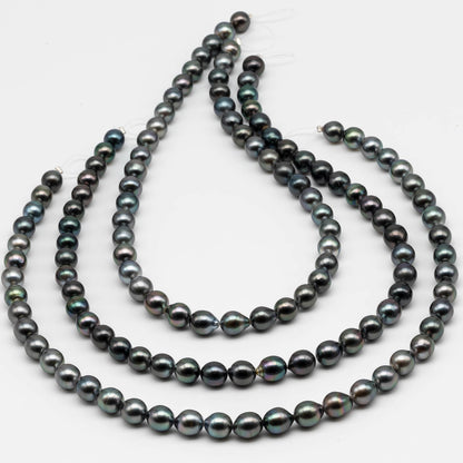 8-9mm Tahitian Pearl in Full Strand with All Natural Color with High Luster for Jewelry Making, SKU# 2247TH