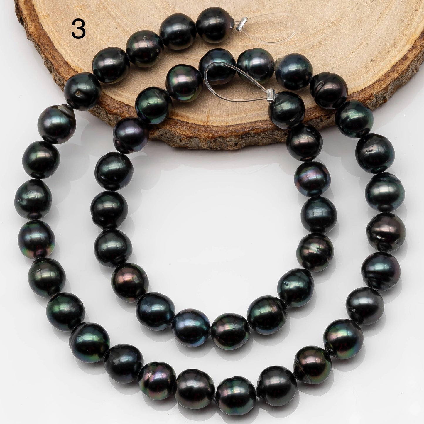 8-9mm Tahitian Pearl in Full Strand with All Natural Color with High Luster for Jewelry Making, SKU# 2248TH