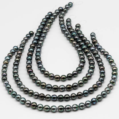 8-9mm Tahitian Pearl in Full Strand with All Natural Color with High Luster for Jewelry Making, SKU# 2249TH