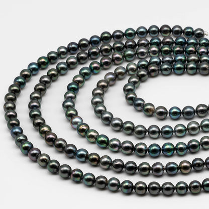 8-9mm Tahitian Pearl in Full Strand with All Natural Color with High Luster for Jewelry Making, SKU# 2251TH