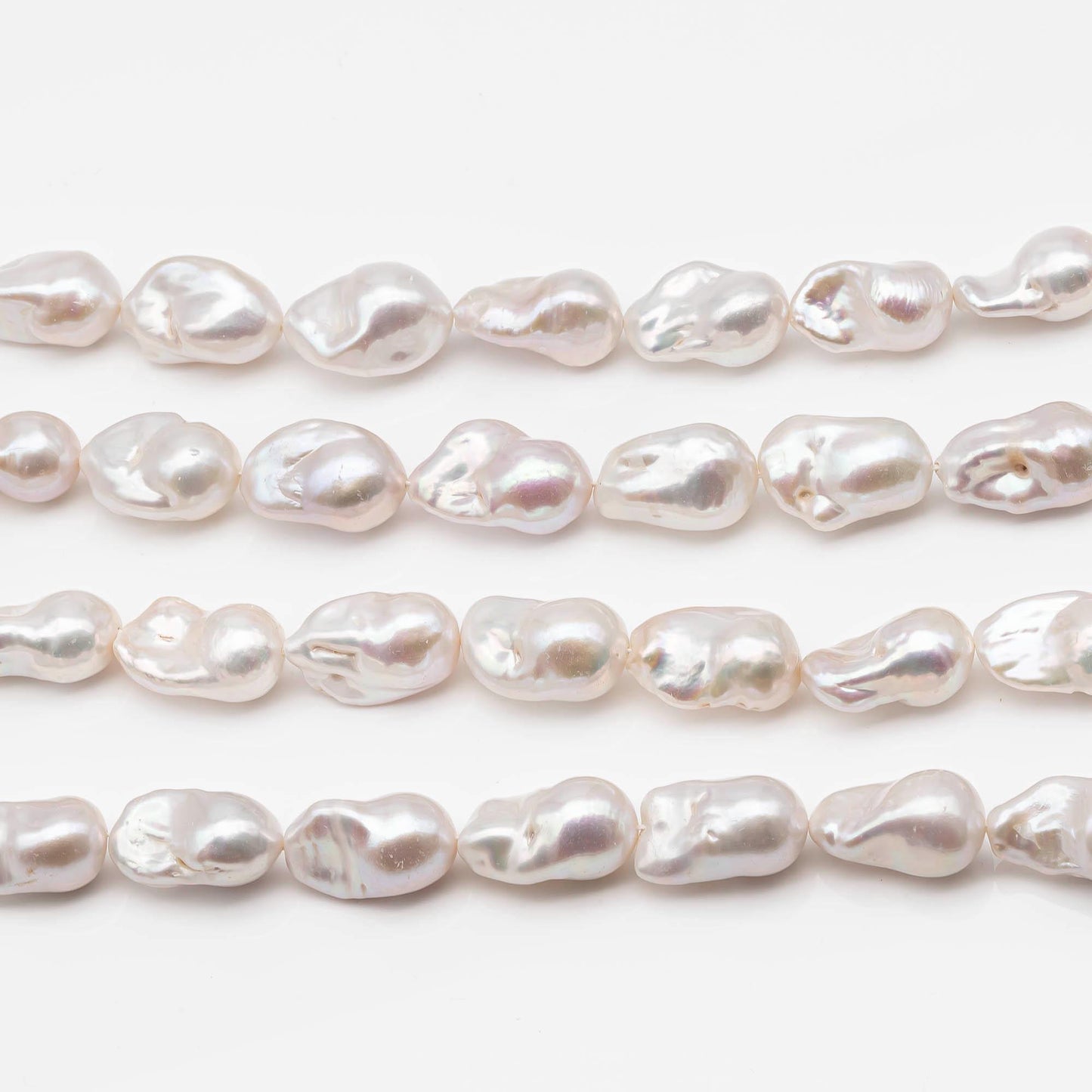 12-16mm Natural Color Baroque Pearl in White-Color Freshwater Pearl Beads with Nice Luster, Full Strand, SKU# 2206BA