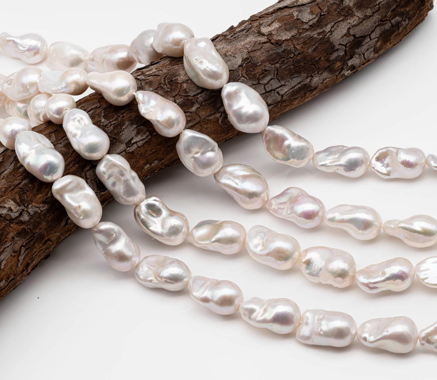 12-16mm Natural Color Baroque Pearl in White-Color Freshwater Pearl Beads with Nice Luster, Full Strand, SKU# 2206BA