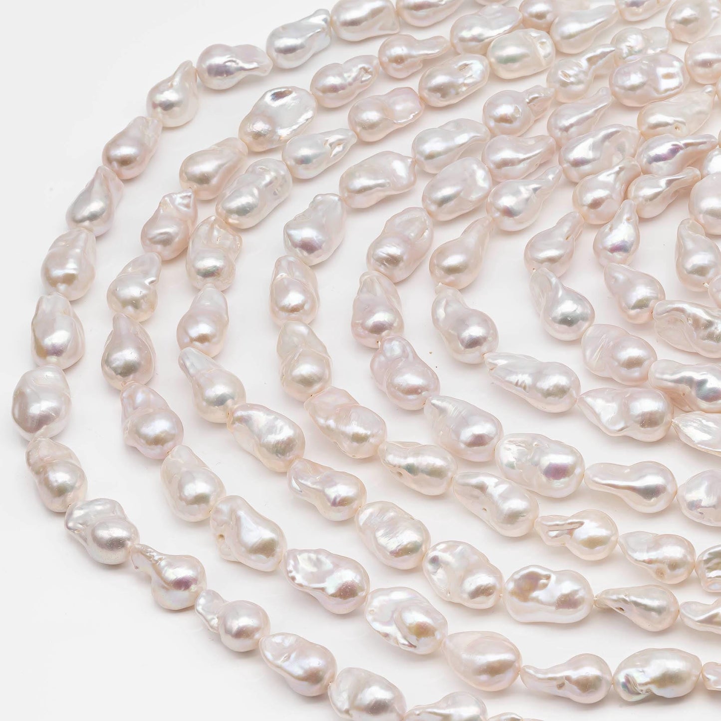 12-16mm Natural Color Baroque Pearl in White-Color Freshwater Pearl Beads with Nice Luster, Full Strand, SKU# 2206BA