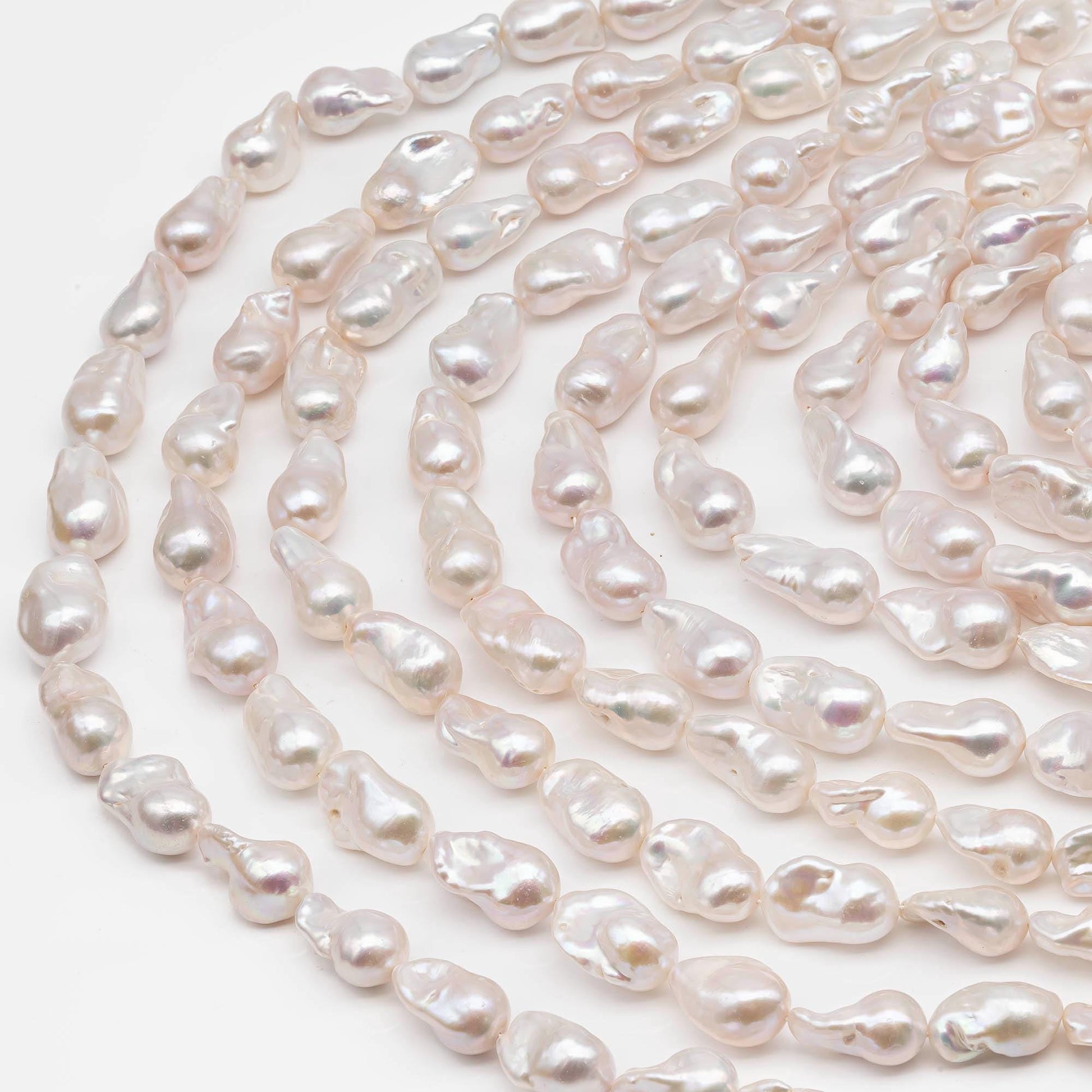 12-16mm Natural Color Baroque Pearl in White-Color Freshwater Pearl Beads with Nice Luster, Full Strand, SKU# 2206BA