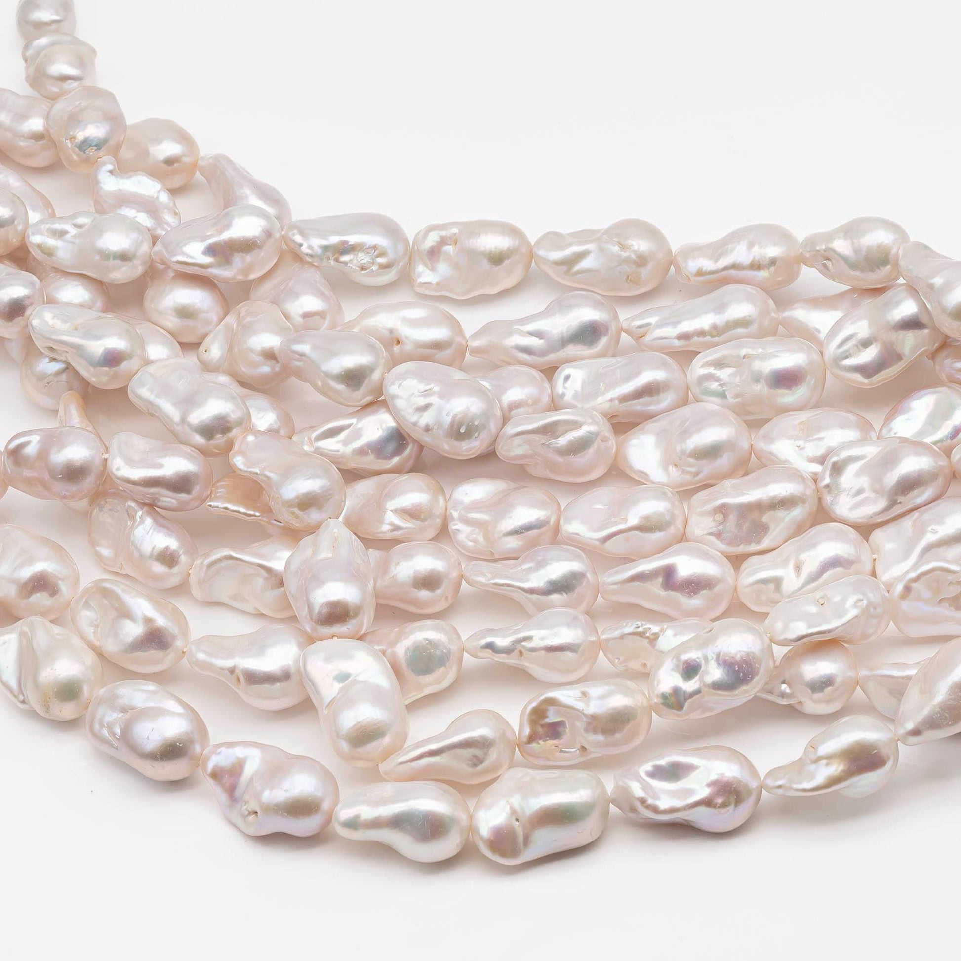 12-16mm Natural Color Baroque Pearl in White-Color Freshwater Pearl Beads with Nice Luster, Full Strand, SKU# 2206BA