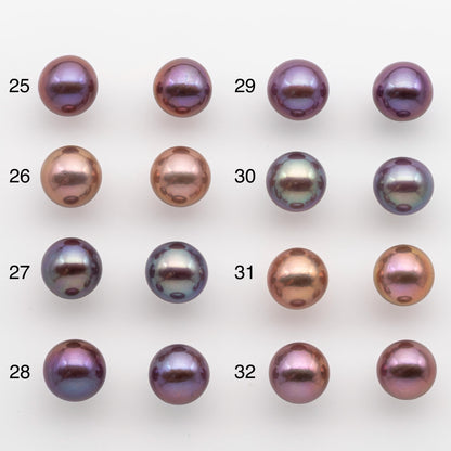 12-13mm  Matching Pair Edison Pearl Round with Natural Colors and High Lusters, Undrilled for Making Earring, SKU # 2518EP