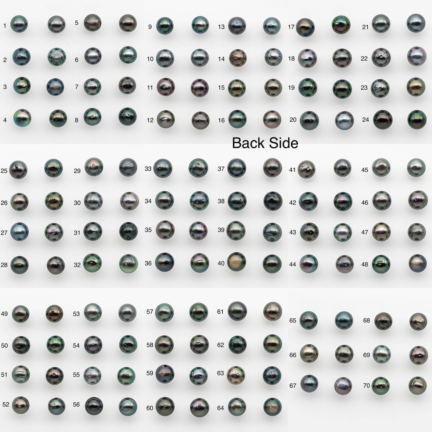 9-10mm Matching Pair Near Round Tahitian Pearl in High Luster, Undrilled for Making Earring or Pendant, SKU # 2540TH