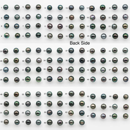 9-10mm Matching Pair Near Round Tahitian Pearl in High Luster, Undrilled for Making Earring or Pendant, SKU # 2540TH