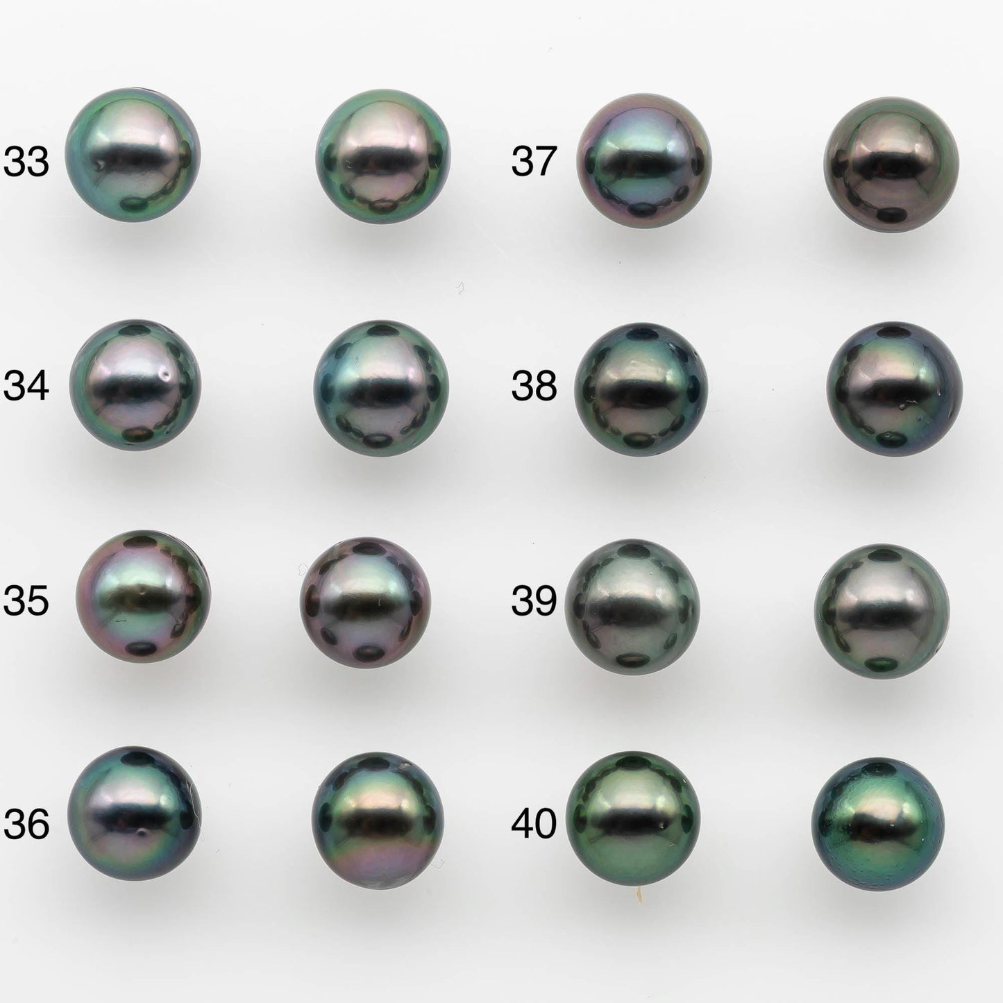 9-10mm Matching Pair Near Round Tahitian Pearl in High Luster, Undrilled for Making Earring or Pendant, SKU # 2540TH