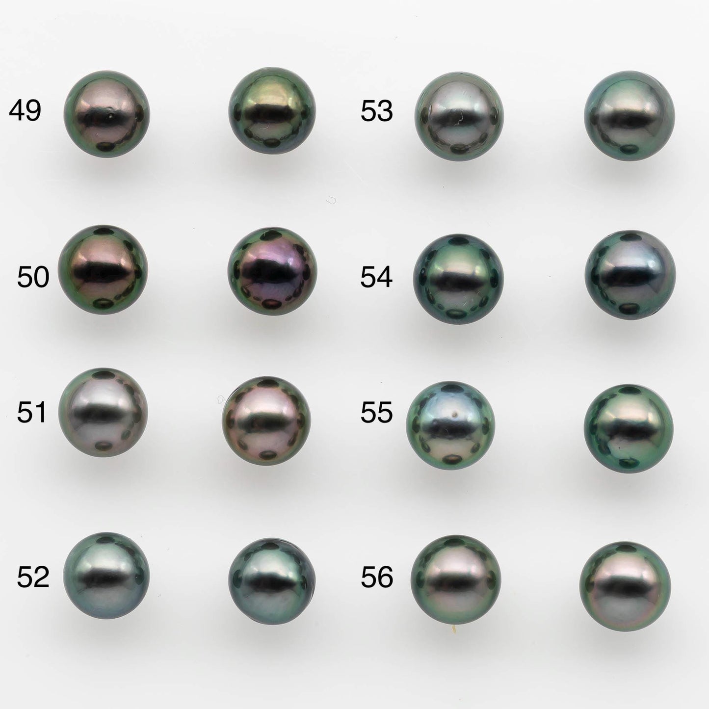 9-10mm Matching Pair Near Round Tahitian Pearl in High Luster, Undrilled for Making Earring or Pendant, SKU # 2540TH