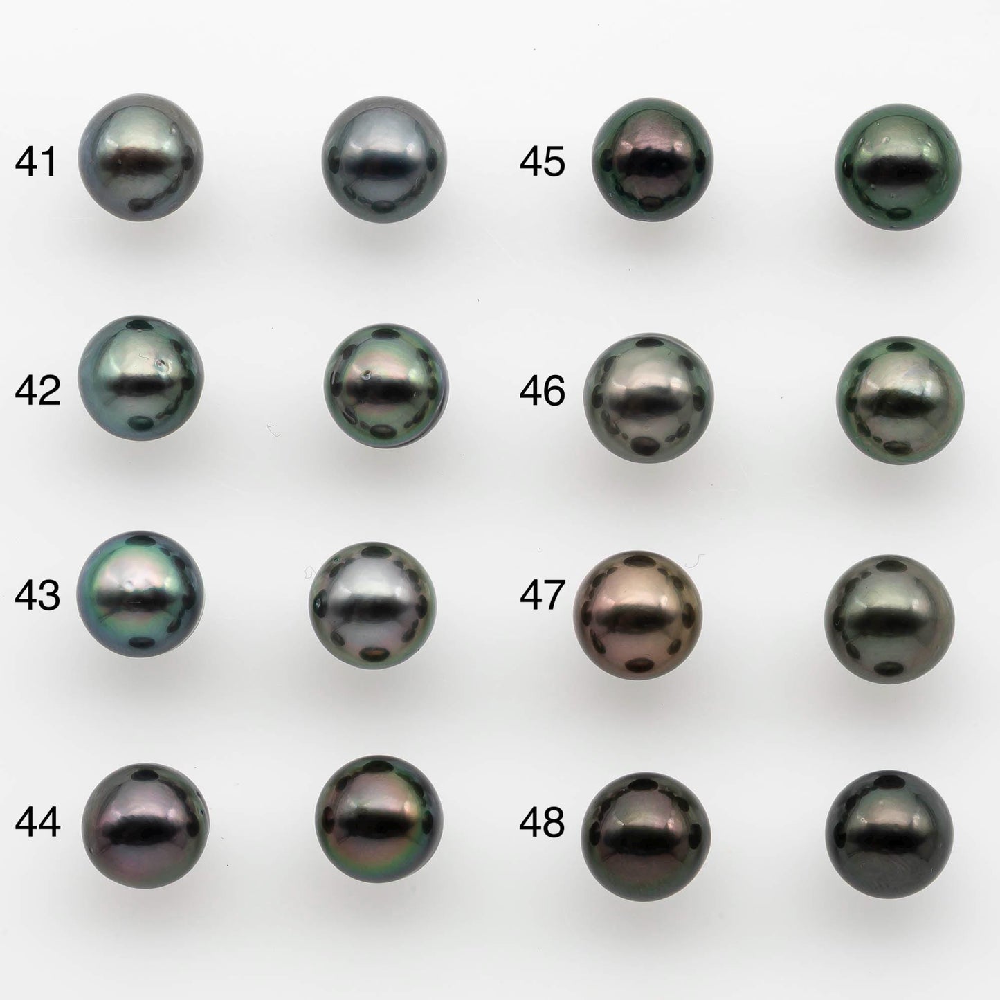9-10mm Matching Pair Near Round Tahitian Pearl in High Luster, Undrilled for Making Earring or Pendant, SKU # 2541TH