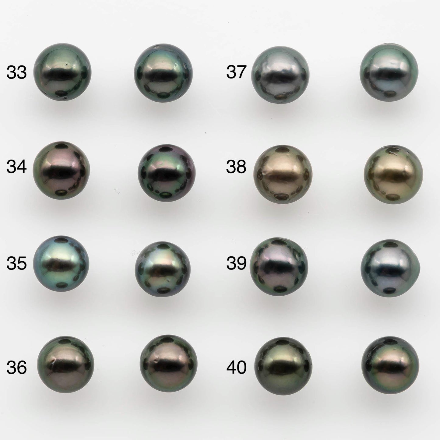 9-10mm Matching Pair Near Round Tahitian Pearl in High Luster, Undrilled for Making Earring or Pendant, SKU # 2541TH