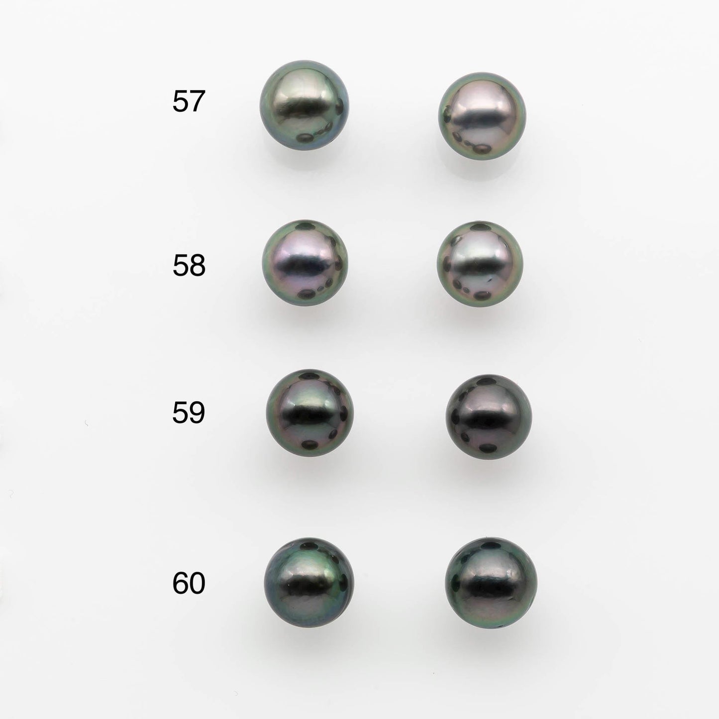 9-10mm Matching Pair Near Round Tahitian Pearl in High Luster, Undrilled for Making Earring or Pendant, SKU # 2541TH