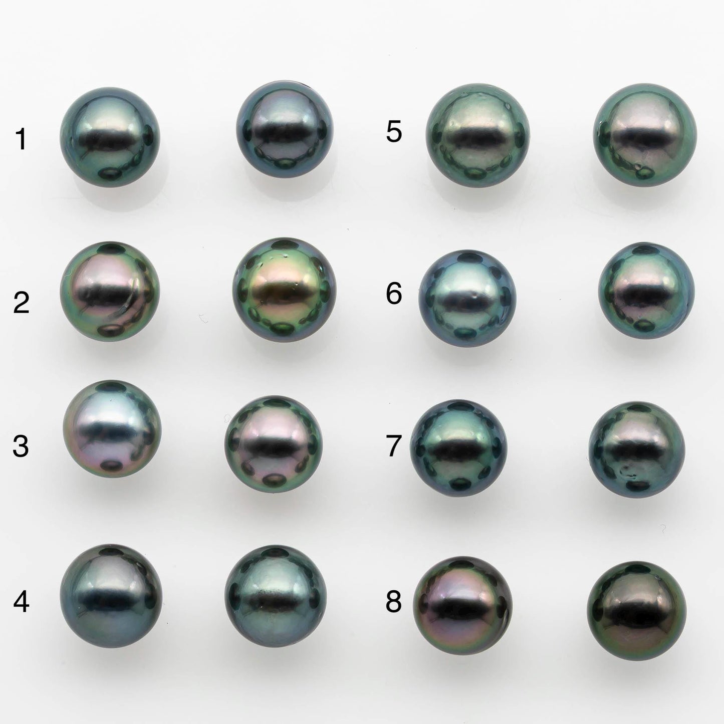 10-11mm Matching Pair Near Round Tahitian Pearl in High Luster, Undrilled for Making Earring or Pendant, SKU # 2542TH