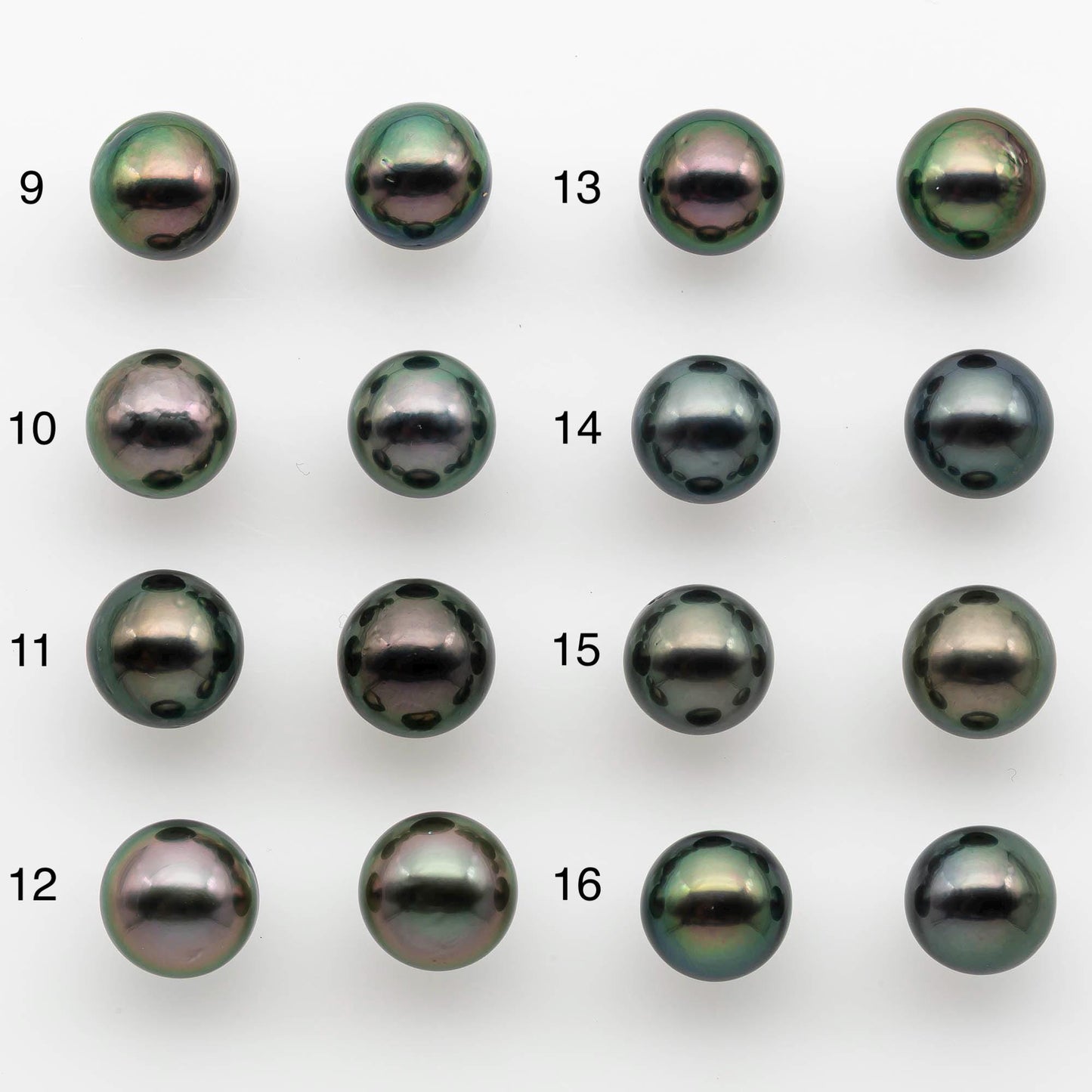10-11mm Matching Pair Near Round Tahitian Pearl in High Luster, Undrilled for Making Earring or Pendant, SKU # 2542TH